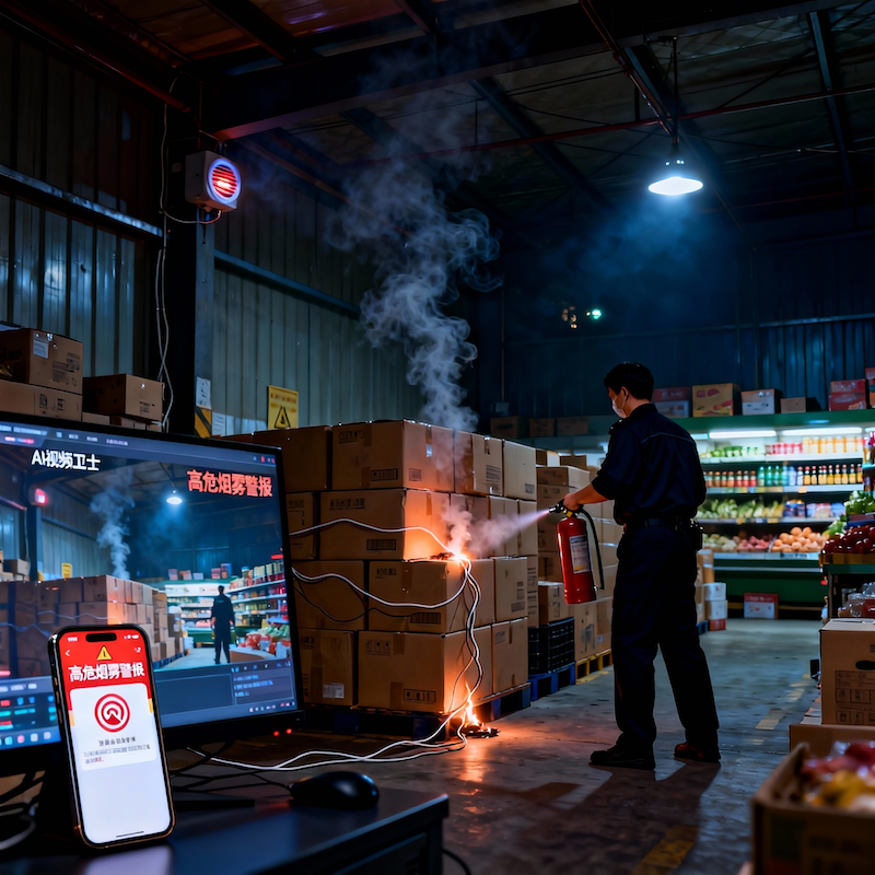 AI无人巡店筑牢实体零售的安全，秒级烟火预警机制